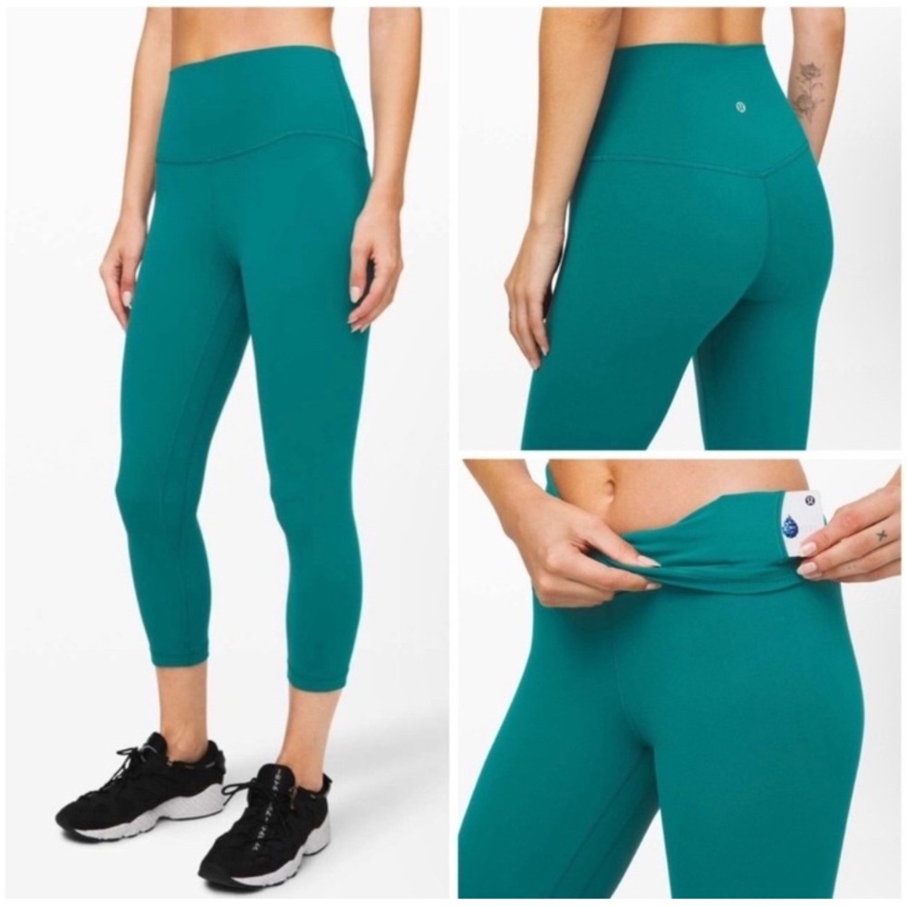 Lululemon Align Crop Leggings Women 2 Laguna Green Nulu Stretch Workout Athletic